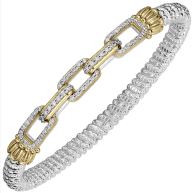 Lady's Yellow/White 14K/Ss Connected Link, 4Mm Closed Band Vahan Bracelet With 0.38Tw Round G/H Si1 Diamonds
