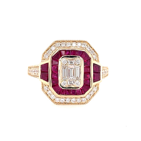 Vintage Halo Fashion Ring | 14k Yellow