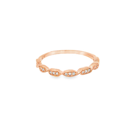 14 Karat Rose Gold Twist Style with Round Brilliant Cut Diamonds .10ctw Anniversary Ring