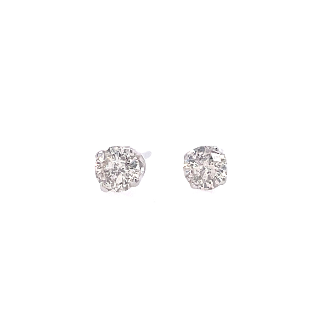 Lady's White 14 Karat Stud Earrings Earrings With 2=0.26Tw Round I/J S