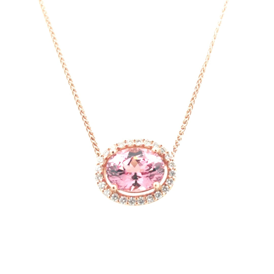 Oval Stationary Fashion Necklace | 14k Rose (1.47ct Oval)