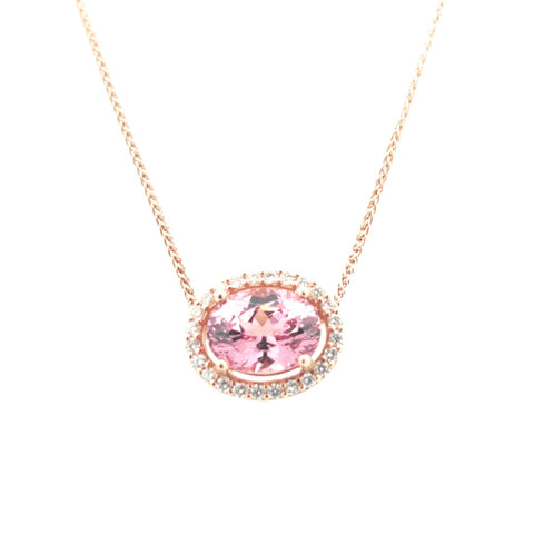 Oval Stationary Fashion Necklace | 14k Rose (1.47ct Oval)