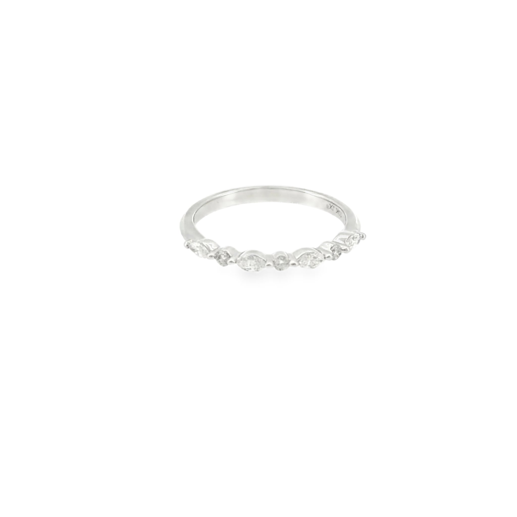 10 Karat White Gold, Alternating Marquise and Round Brilliant Cut Diamonds .28ctw Anniversary Ring