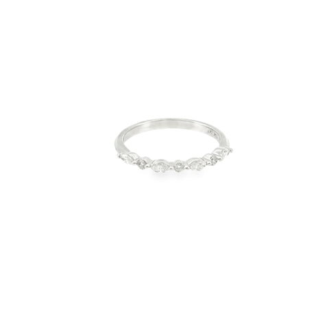 10 Karat White Gold, Alternating Marquise and Round Brilliant Cut Diamonds .28ctw Anniversary Ring