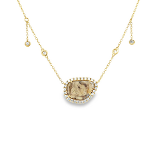 Sliced Halo Necklace | 18k Yellow (1.57ct Center)