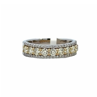 Triple Row Anniversary Ring | 14k White/Yellow
