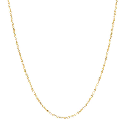 Yellow 14 Karat 1.15Mm Solid Sparkle Singapore Chain Length 16