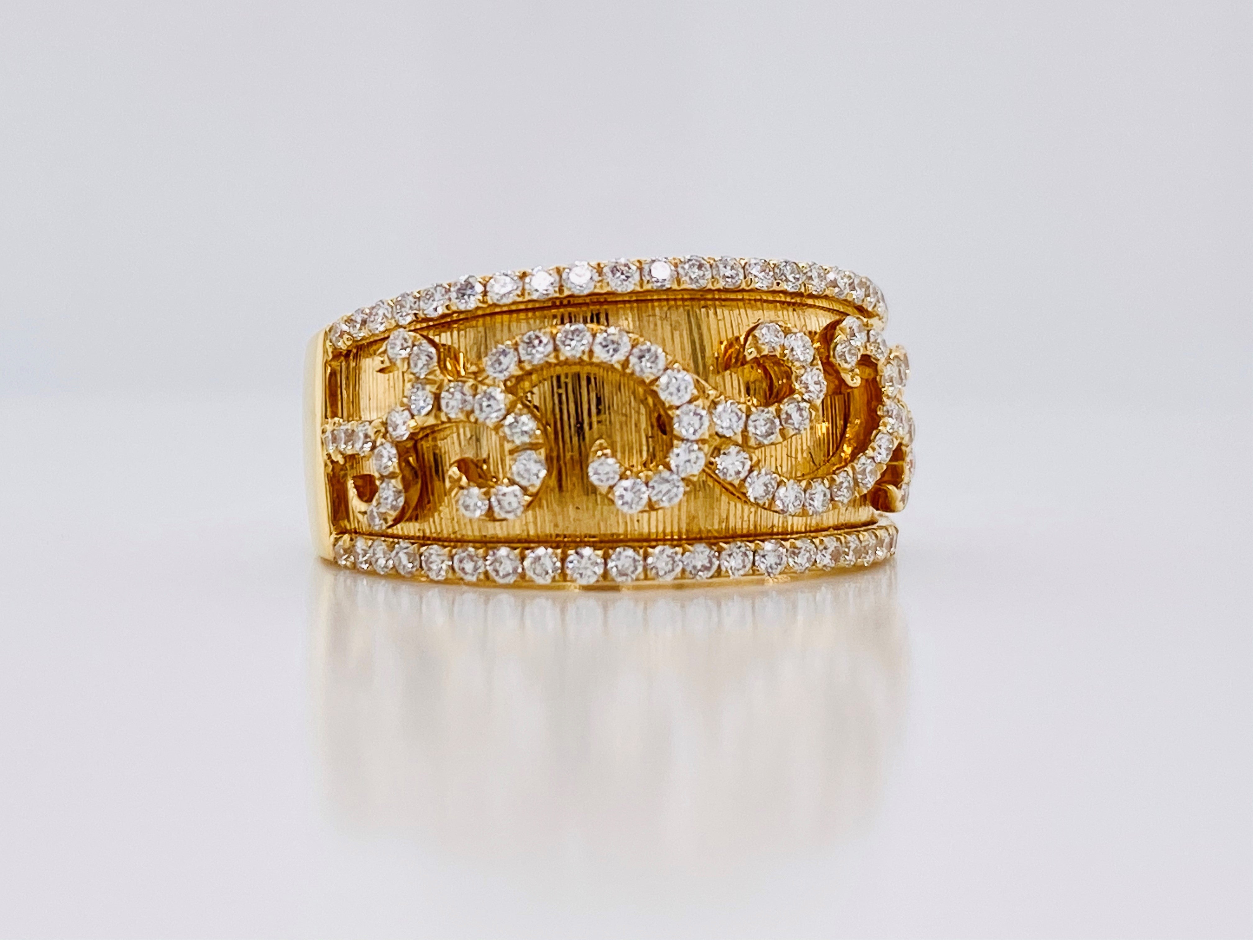 Scroll Patten Fashion Ring | 18k Yellow