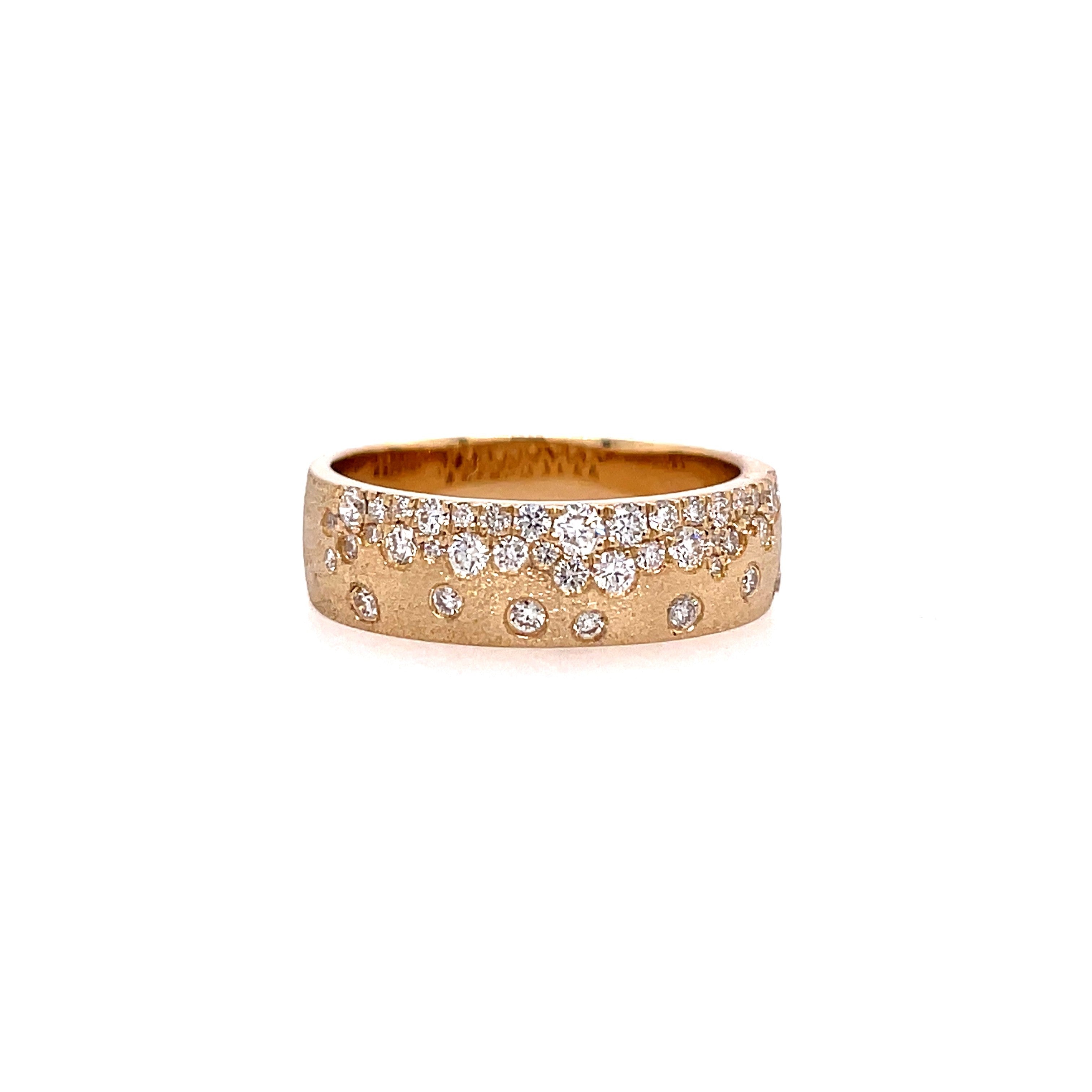 Lady's Yellow 14 Karat Satin Flush Set 5.75Mm Width Fashion Ring Size 6.5 With 0.44Tw Round G/H Si1 Diamonds