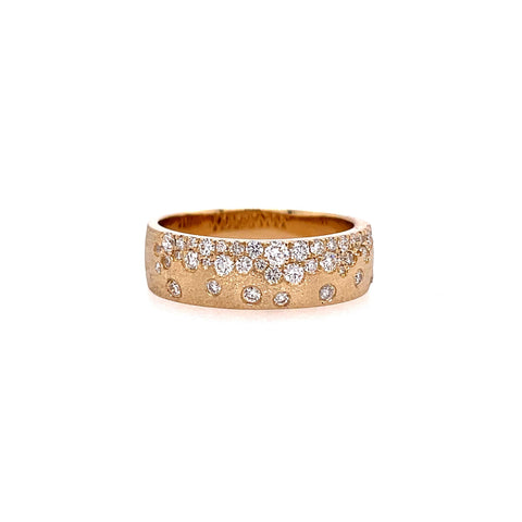 Lady's Yellow 14 Karat Satin Flush Set 5.75Mm Width Fashion Ring Size 6.5 With 0.44Tw Round G/H Si1 Diamonds