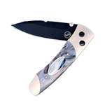 William Henry Knife A200 expands on our tradition of fine folding knives with a design that has a little attitude, a lot of finesse, and remarkable utility in a compact and lightweight package. Each blade is crafted from CPM 20-CV stainless steel honed to