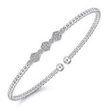 Lady's White 14 Karat Bujukan Bezel Fashion Bangle Bracelet Length 6 With 0.13Tw Round H/I Si2 Diamonds