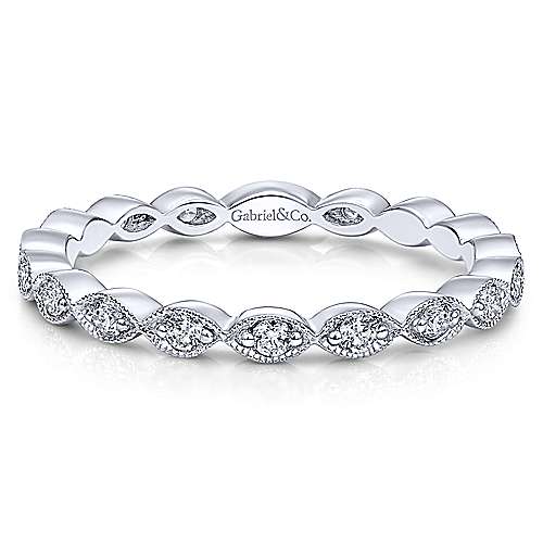 Lady's White 14 Karat Scallop Eternity Anniversary Ring Size 6.5 With 0.26Tw Round H/I Si2 Diamonds