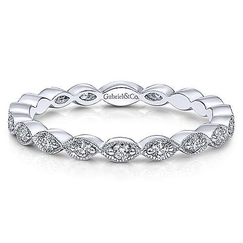 Lady's White 14 Karat Scallop Eternity Anniversary Ring Size 6.5 With 0.26Tw Round H/I Si2 Diamonds