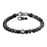 "Brookings" William Henry Sterling Silver Beaded Bracelet with Sterling Silver and Red Snowflake Obsidian Beads.