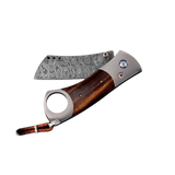 "Havana" William Henry Cigar Cutter with Titanium and Desert Ironwood Frame and Damascus Steel Blade, Can Trim Up to a 52 Gauge Cigar.