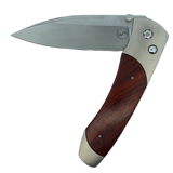 William Henry Knife Titanium Pocketknife With Stainless Blade And Cocobolo Wood, The A300-7 Features A Frame In Hand-Finished Aerospace Grade Titanium, Inlaid With Cocobolo Wood. The Blade Is Crafted From S35vn, A Rugged Stainless Steel Honed To A Razor’S