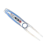 William Henry "Oakland Hills" Divot Tool Crafter from Aerospace Grade Titanium and Anodized to a Blue Hue, Inlaid with Fordit aka 'Detroite Agate'.
