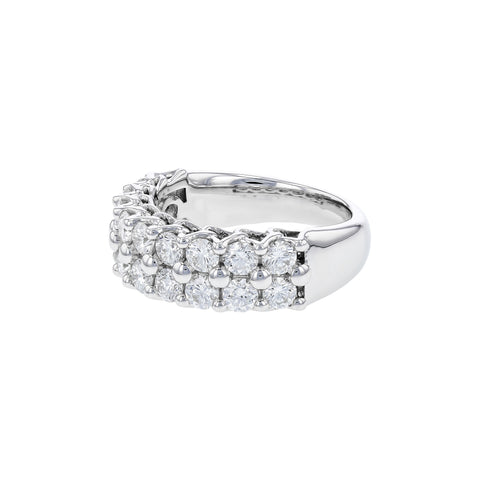 14 Karat White Gold, Double Row Anniversary Ring with 2.00ctw Round Brilliant Cut Diamonds