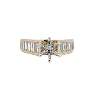 Yellow 14 Karat Cathedral Ring With 1.22Tw Baguette G/H Vs2 Diamonds