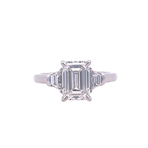 Three Stone Lab Created Ring | 14k White (2.01ct Emerald)