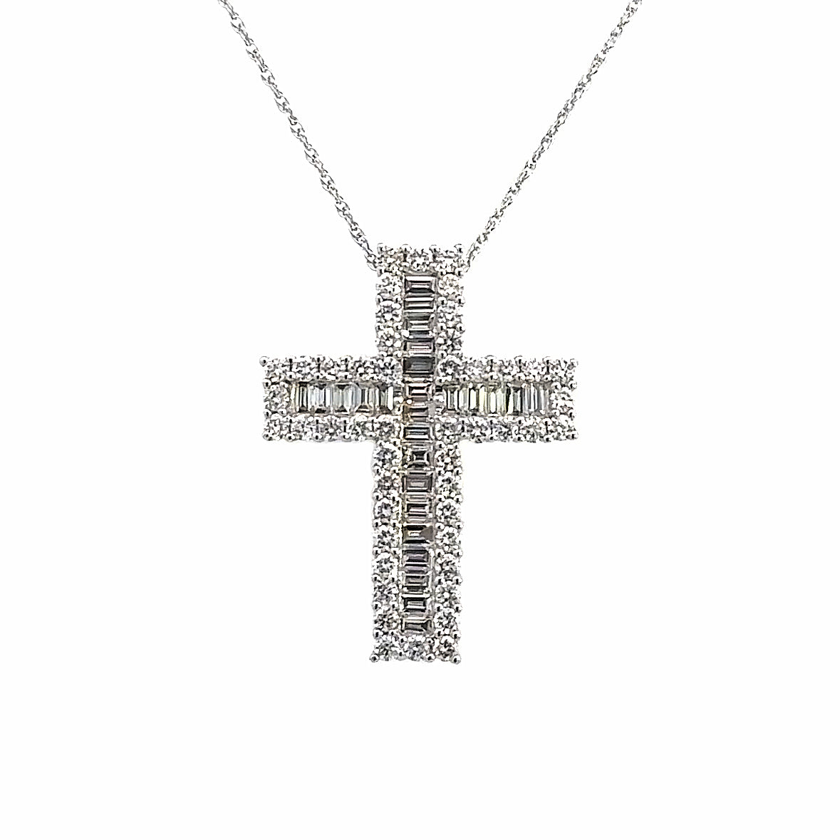 Lined Cross Pendant | 14k White