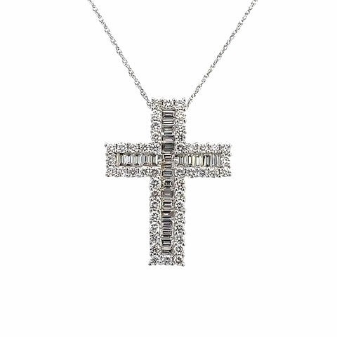 Lined Cross Pendant | 14k White