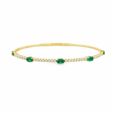 Lady's Yellow 14 Karat Bangle With Oval Stations Bracelet Length 6.75