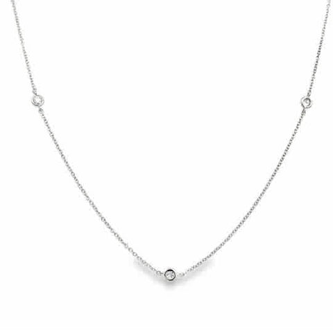 Lady's White 14 Karat Diamond By The Inch, Bezel Necklace Length 18 5