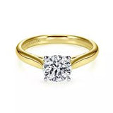 Yellow/White 14 Karat Solitaire With Four Prong Crown Remount Size 6.5