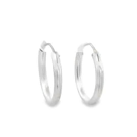 Lady's White Sterling Silver 25Mm Continuous Hoop Earrings