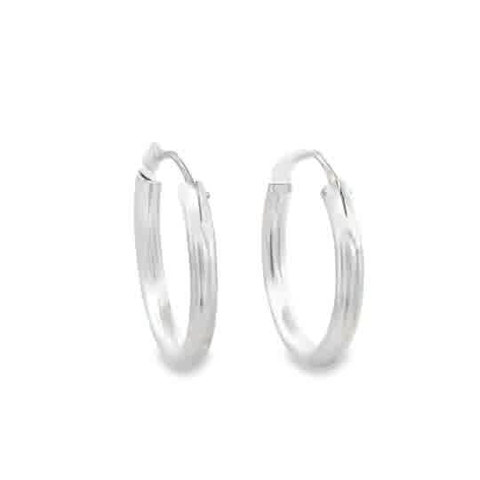 Lady's White Sterling Silver 25Mm Continuous Hoop Earrings