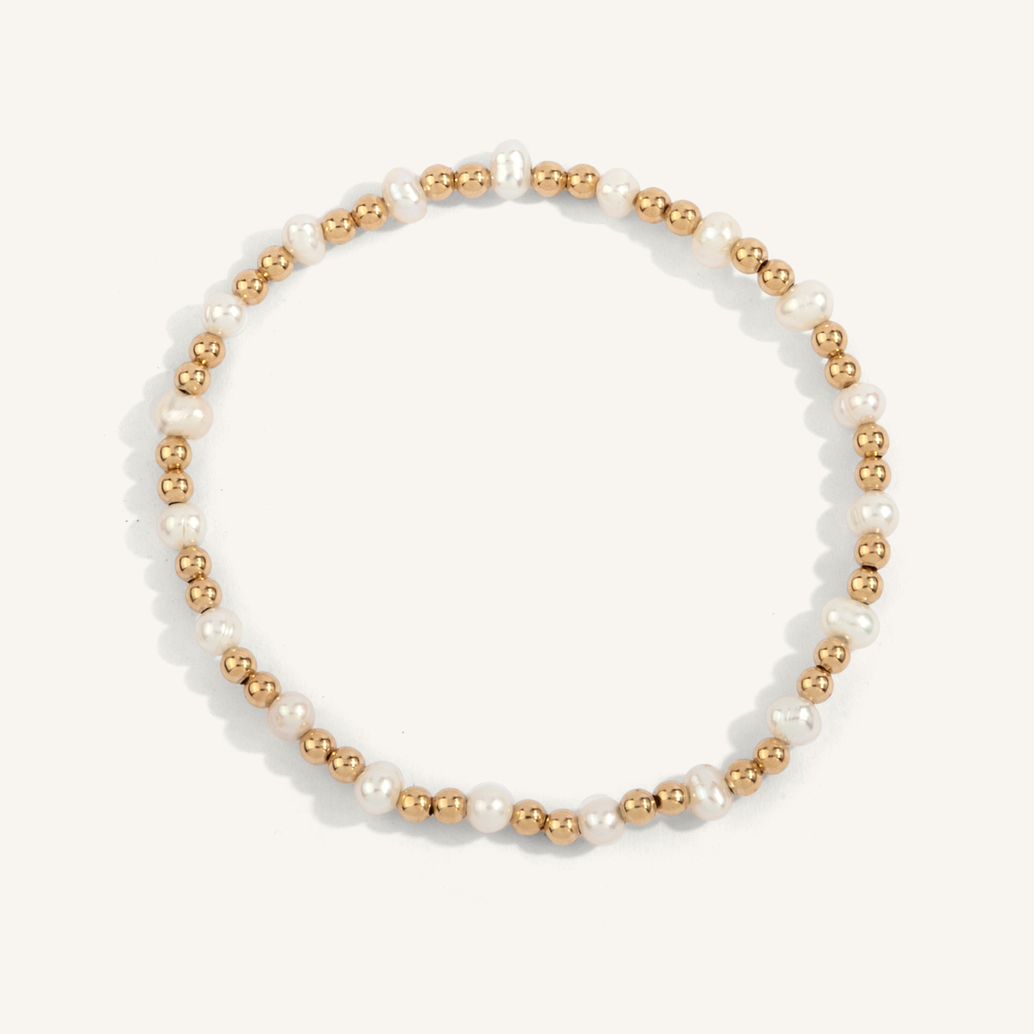 3mm Gold Filled Beads with 4mm Pearls 7''