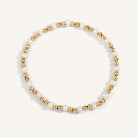 3mm Gold Filled Beads with 4mm Pearls 7''