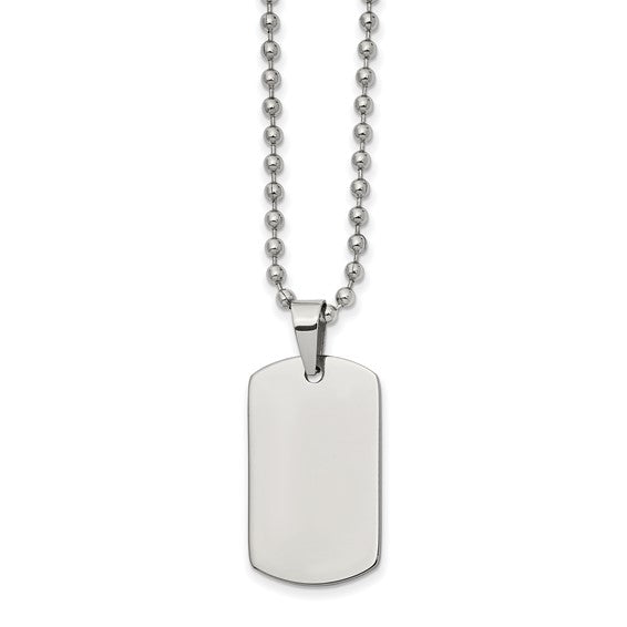 White Stainless Steel Brushed/Polished Reversible Dog Tag Fashion Jewe