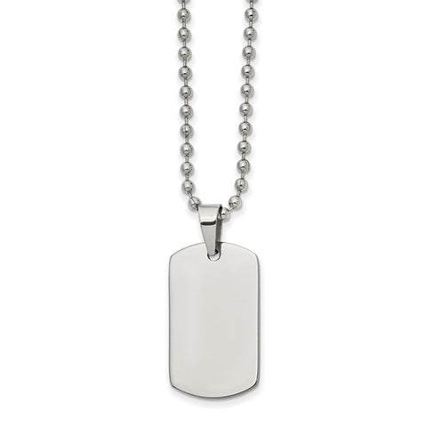 White Stainless Steel Brushed/Polished Reversible Dog Tag Fashion Jewe