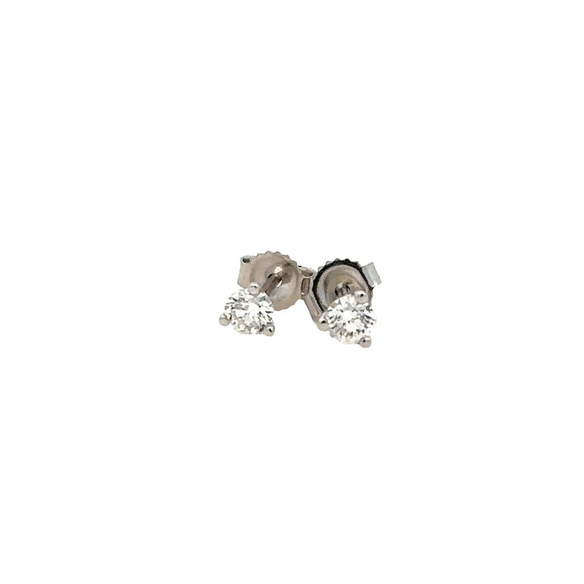 Three Prong Diamond Stud Earrings | 14k White
