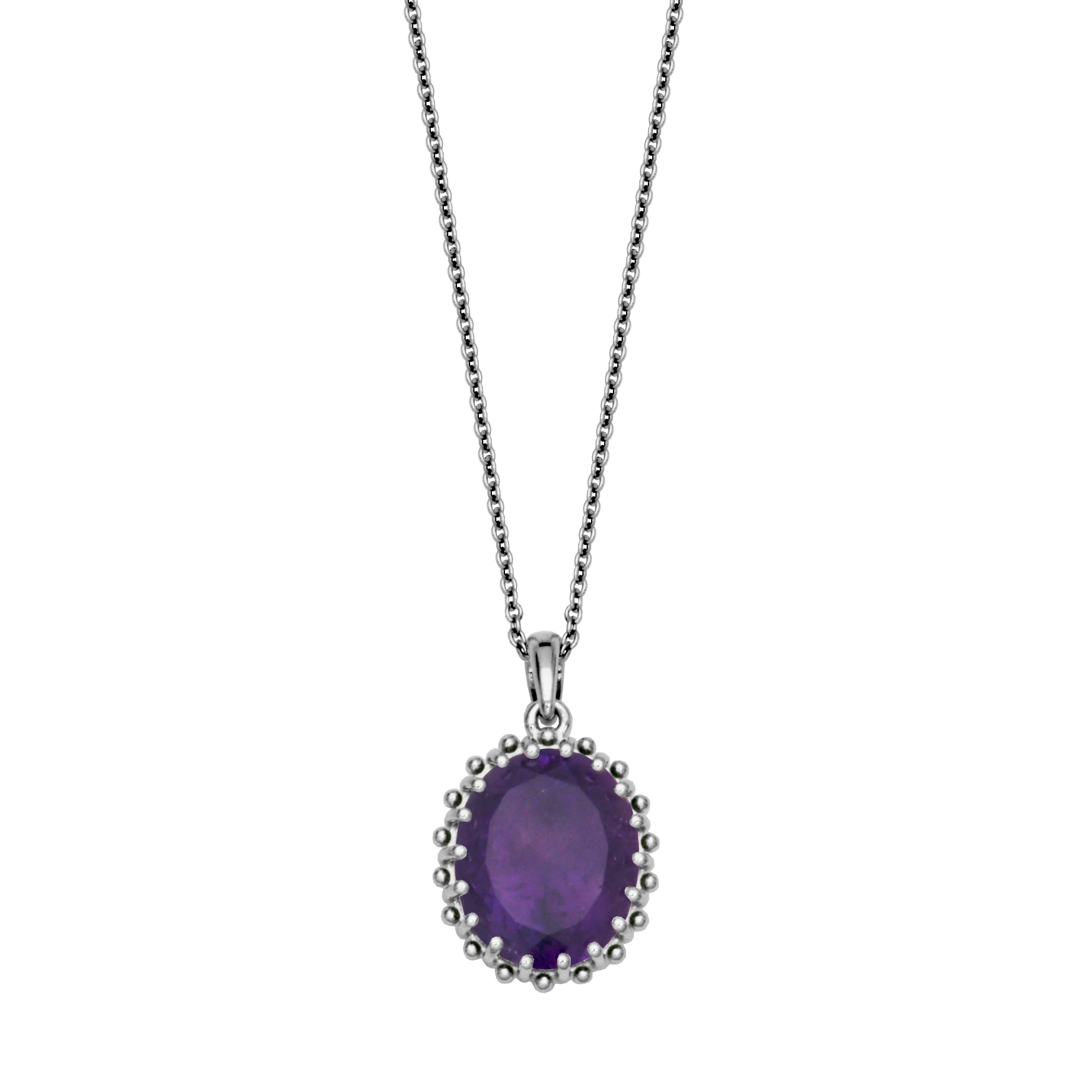 Double Prong Pendant Necklace | White Sterling