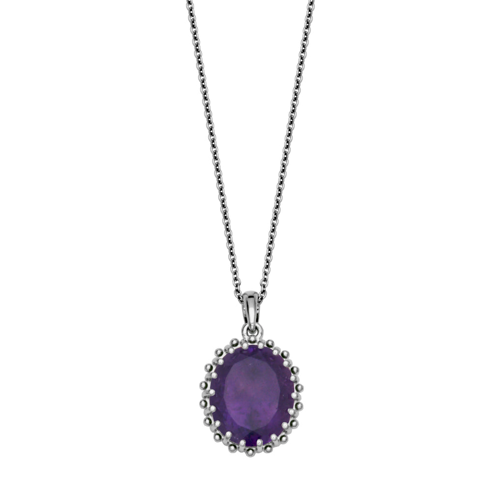 Double Prong Pendant Necklace | White Sterling