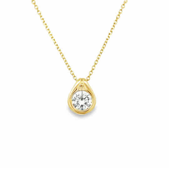 Teardrop, Bezel Necklace | 14k Yellow