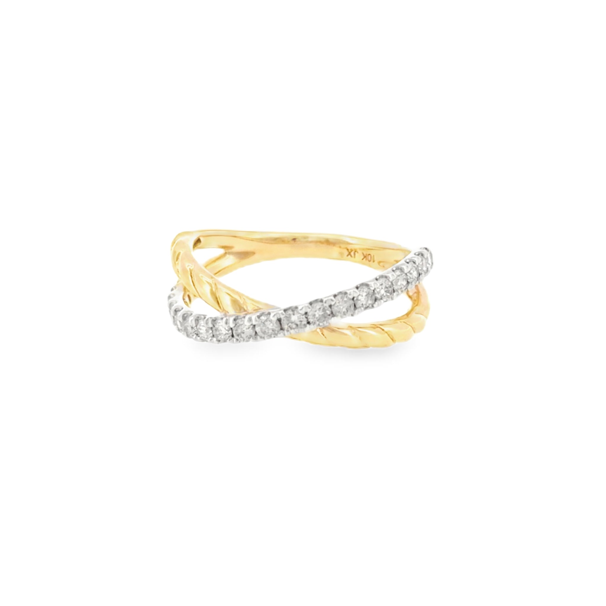 10 Karat White and Yellow Gold Crossover with .50ctw Round Brilliant Cut Diamonds Anniversary Ring