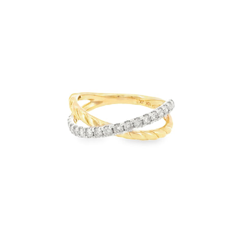 10 Karat White and Yellow Gold Crossover with .50ctw Round Brilliant Cut Diamonds Anniversary Ring