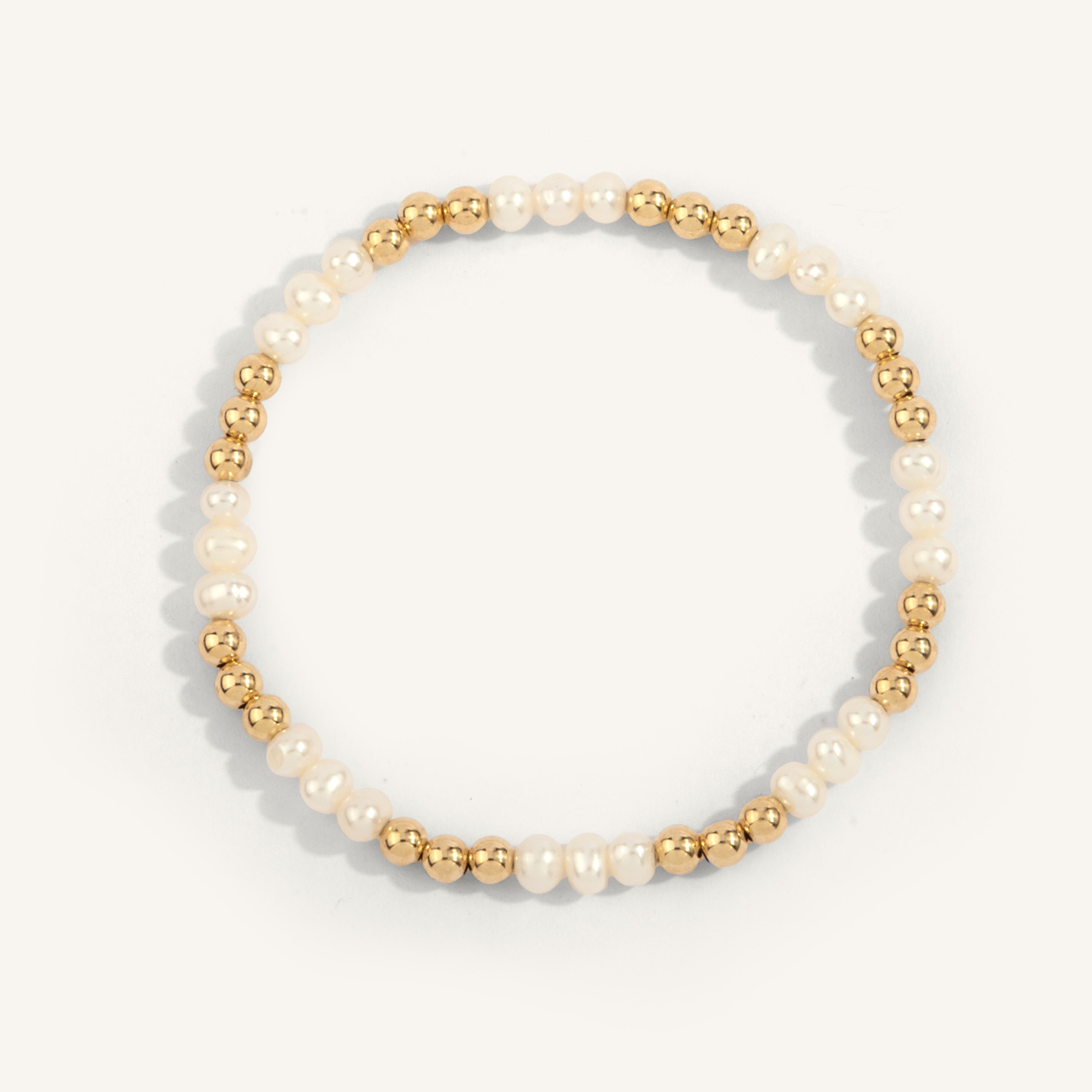 4mm Pearl and 4mm Gold Filled Beads, Alternating Stations 7''