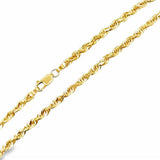 Yellow 14 Karat 3Mm Solid Glitter, Rope Chain Length 24