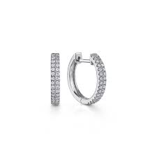 Lady's White 14 Karat 10Mm Classic Double Row Huggies Earrings With =