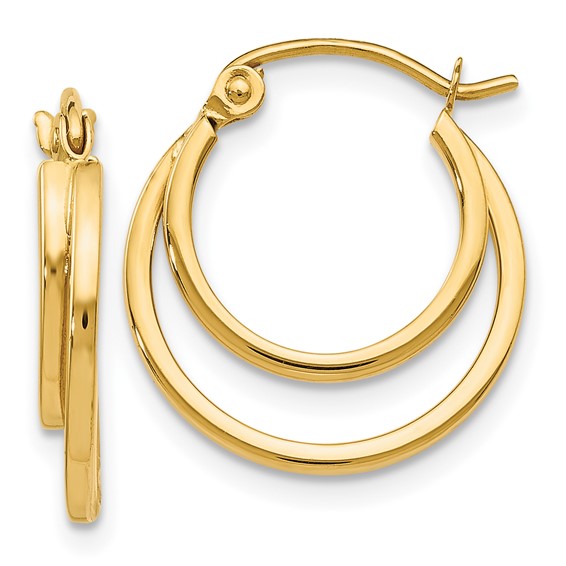 Double Circle Hoop Earrings | 14k Yellow