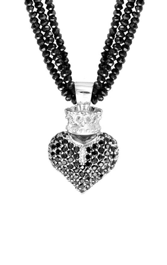White Sterling Silver King Baby Black Spinel Necklace With Black 3D Pa