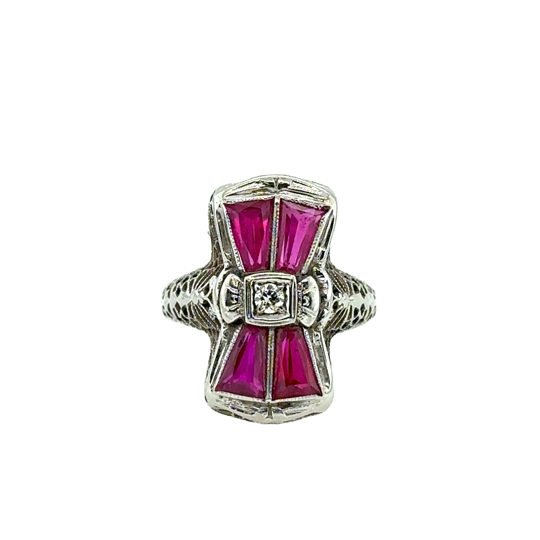 Art Deco Filigree Ring | 18k White