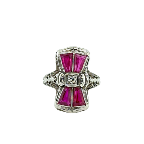 Art Deco Filigree Ring | 18k White