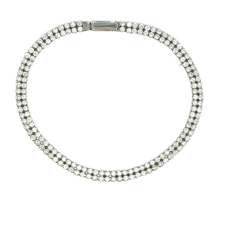 Lady's White 18 Karat Double Row Bracelet Length 7 With 160=3.50Tw Rou